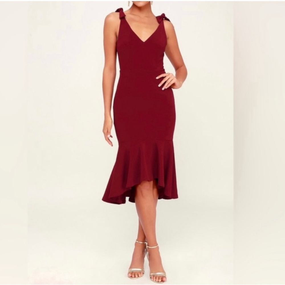 Lulus Wine Red Trumpet Want You to Want Me Sleeveless Dress Size Small